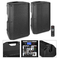 15 Active DJ PA Speakers with Bluetooth, USB, 1000W Powered Pair Vonyx VSA150S