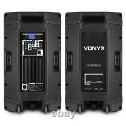 15 Active DJ PA Speakers with Bluetooth, USB, 1000W Powered Pair Vonyx VSA150S