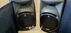 2 x MACKIE SRM450 v1 SPEAKERS w Soft Cases And Stands (power cables not inc.)