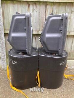 A pair of JBL EON G10 Powered PA/Monitor Speakers with cables and hard cases