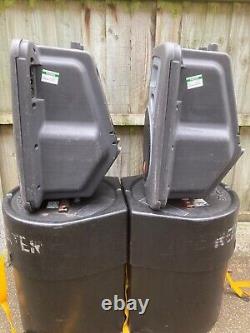 A pair of JBL EON G10 Powered PA/Monitor Speakers with cables and hard cases