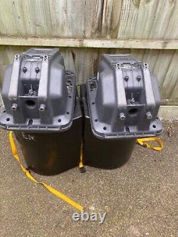 A pair of JBL EON G10 Powered PA/Monitor Speakers with cables and hard cases