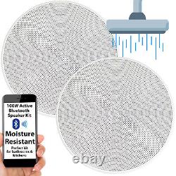 Active Bluetooth Ceiling Speaker Kit 6.5 100W Moisture Resistant Bathroom Audio