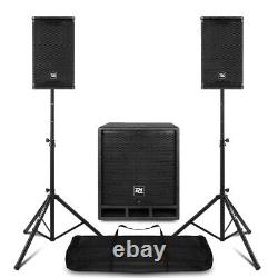 Active PA Speaker Kit 12 Subwoofer with Pair of 6.5 Tops and Stands PD1200