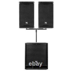 Active PA Speaker Kit 15 Subwoofer with Pair of 8 Tops & Dual Stand PD1500