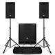 Active PA Speaker Kit 15 Subwoofer with Pair of 8 Tops and Stands PD1500