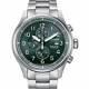 Citizen CA0810-88X Men's Eco-Drive Chronograph, Green Dial, Super Titanium Brace