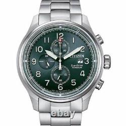 Citizen CA0810-88X Men's Eco-Drive Chronograph, Green Dial, Super Titanium Brace