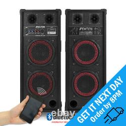 Fenton SPB-28 Dual 8 Active Bluetooth Powered Speaker Pair Karaoke DJ Party