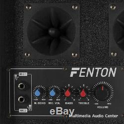 Fenton SPB-28 Dual 8 Active Bluetooth Powered Speaker Pair Karaoke DJ Party