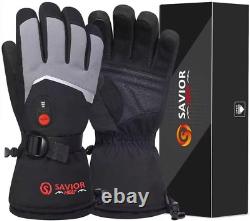 Heated Ski Gloves for Men Women, Electric Rechargeable Battery Heating Thick Mot