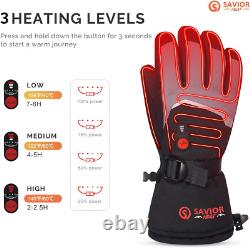 Heated Ski Gloves for Men Women, Electric Rechargeable Battery Heating Thick Mot