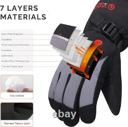 Heated Ski Gloves for Men Women, Electric Rechargeable Battery Heating Thick Mot