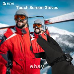 Heated Ski Gloves for Men Women, Electric Rechargeable Battery Heating Thick Mot