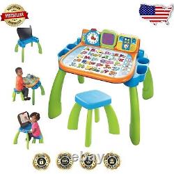 Interactive Touch & Learn Activity Desk for Kids 3-6 with LED Screen, Green