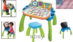 Interactive Touch & Learn Activity Desk for Kids 3-6 with LED Screen, Green
