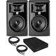 JBL 305P MkII BUNDLE Powered 5 Studio Monitor PAIR with Pads + TRS/XLR Cables