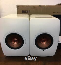 KEF LS50 Wireless Speakers Active Powered Bluetooth Pair White Copper