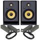 KRK Rokit RP8 G4 Pair Powered DJ Studio Monitor Speakers Isolation Pads & Cables