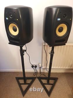 KRK VXT8 Pair 8 2-Way Active Powered Studio Monitor Speakers Black + Stands