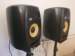 KRK VXT8 Pair 8 2-Way Active Powered Studio Monitor Speakers Black + Stands