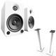 Kanto YU4 Powered Speakers with Bluetooth, Pair + 32 Floor Stands, White
