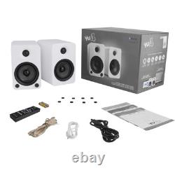 Kanto YU4 Powered Speakers with Bluetooth, Pair + 32 Floor Stands, White