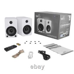 Kanto YU4 Powered Speakers with Bluetooth, Pair + 32 Floor Stands, White