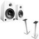 Kanto YU6MW 200W Powered Speakers, Pair with 26 Floor Stands, White