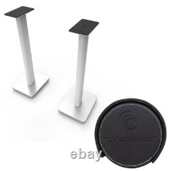 Kanto YU6MW 200W Powered Speakers, Pair with 26 Floor Stands, White