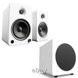 Kanto YU6 200W Powered Speakers Pair with SUB8 250W Subwoofer Matte White