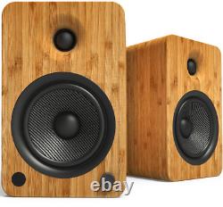 Kanto YU6 Active Speakers Powered Bookshelf- PAIR Walnut Bluetooth Phone Amp