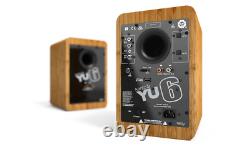 Kanto YU6 Active Speakers Powered Bookshelf- PAIR Walnut Bluetooth Phone Amp