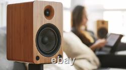 Kanto YU6 Active Speakers Powered Bookshelf- PAIR Walnut Bluetooth Phone Amp