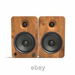 Kanto YU6 Active Speakers Powered Bookshelf- PAIR Walnut Bluetooth Phone Amp