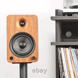 Kanto YU6 Active Speakers Powered Bookshelf- PAIR Walnut Bluetooth Phone Amp