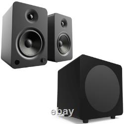 Kanto YU6 Matte Black 200W Powered Speakers (Pair) with SUB8MB 8 250W Subwoofer