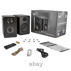 Kanto YU6 Matte Black 200W Powered Speakers (Pair) with SUB8MB 8 250W Subwoofer