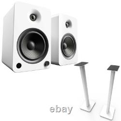 Kanto YU6 White 200W Powered Speakers Pair + 32 Floor Stands White