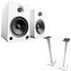 Kanto YU6 White 200W Powered Speakers Pair + 32 Floor Stands White