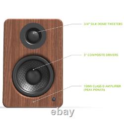 Kanto Yu2 Active Powered Bookshelf Speakers Built in DAC Hi-Fi Walnut