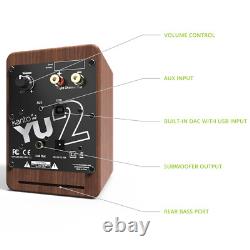 Kanto Yu2 Active Powered Bookshelf Speakers Built in DAC Hi-Fi Walnut
