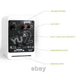 Kanto Yu2 Active Powered Bookshelf Speakers Built in DAC Hi-Fi White OPEN BOX