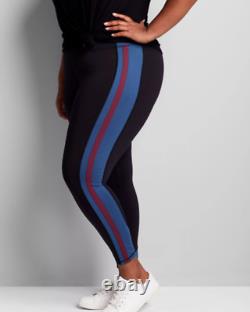 LIVI Power Wicking 7/8 Legging Blue Racing Stripe Plus Size 22/24 NWT