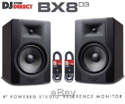 PAIR M-AUDIO BX8 D3 8 Powerful Active Powered Studio Monitor Speakers +3M XLRs