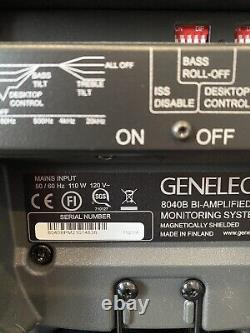 PAIR of Genelec 8040B 180-Watt Bi-Amplified 6.5 Woofer Powered Studio Monitor