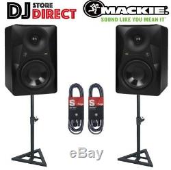PAIR of MACKIE MR624 6 Active Powered Studio Monitor Speakers + STANDS & LEADS