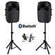 PA System Pair of Speakers 15 1000w Powered Set with Microphone & Stands