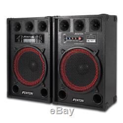 Pair 12 Powered Bluetooth Speakers Karaoke Disco Party USB System Home 800W