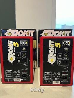 Pair (1 Faulty) KRK Rokit 5 RP5R Active Powered Studio Monitor Speakers Red Ltd